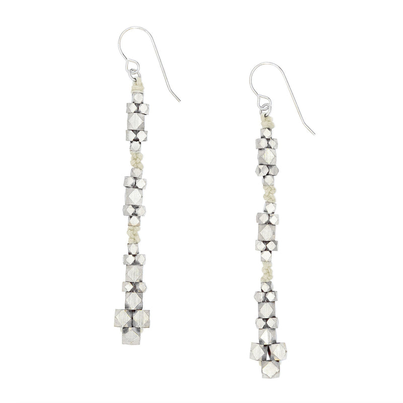 Ivory silver beaded nugget earrings