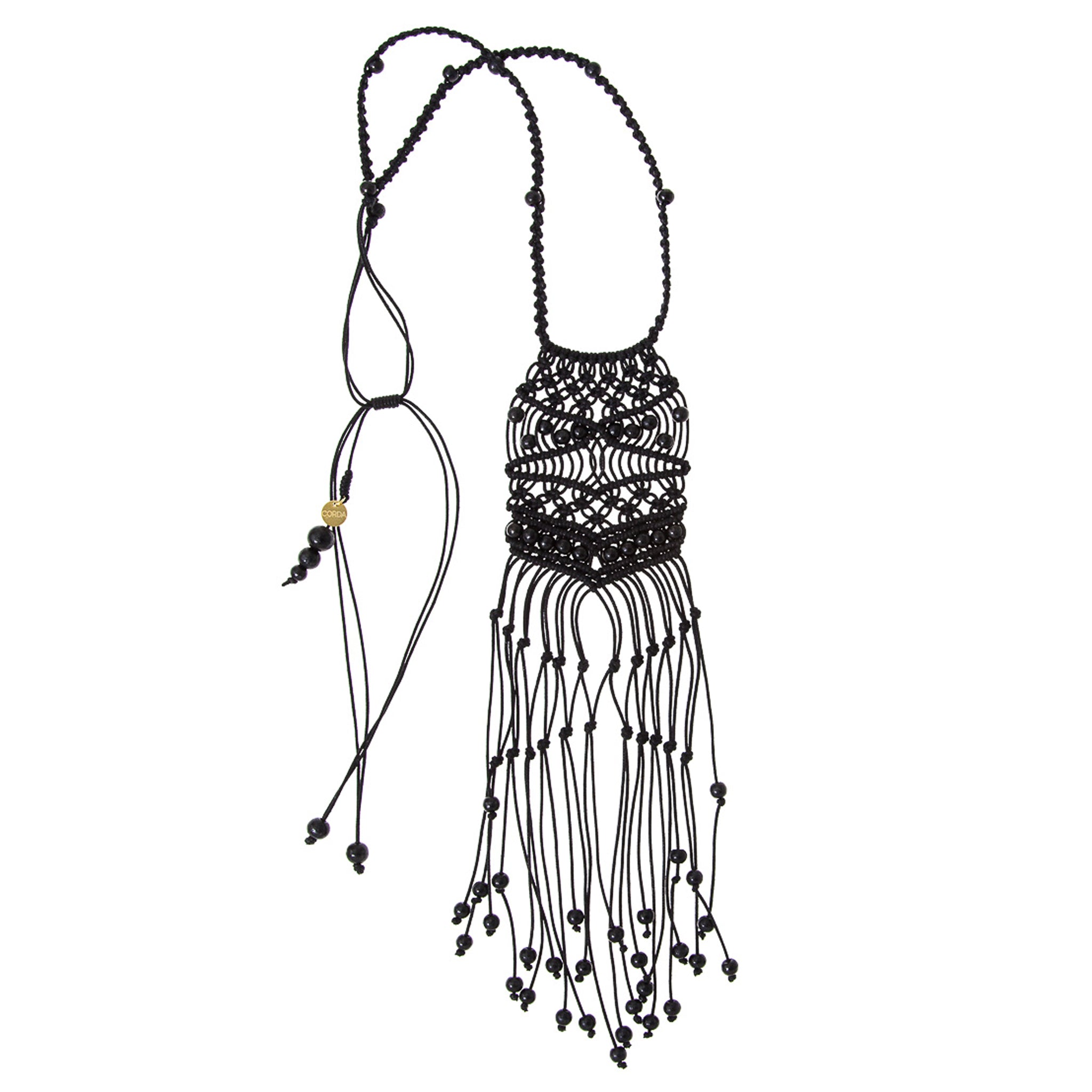 Crochet lace & draped metal body chain necklace – Terry Macc