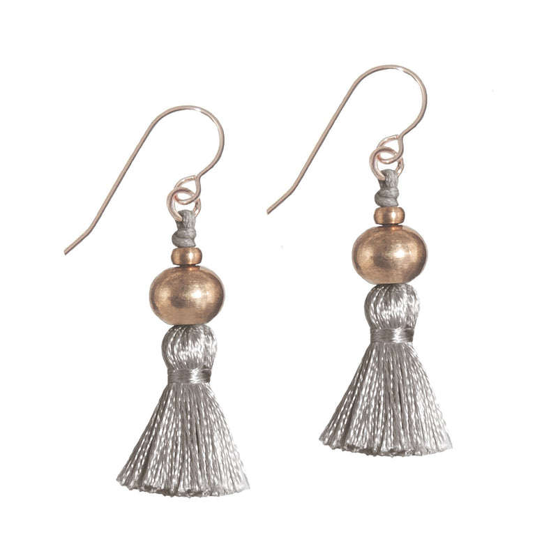 Deeta Mini Silk Tassel Earrings | Rose Gold