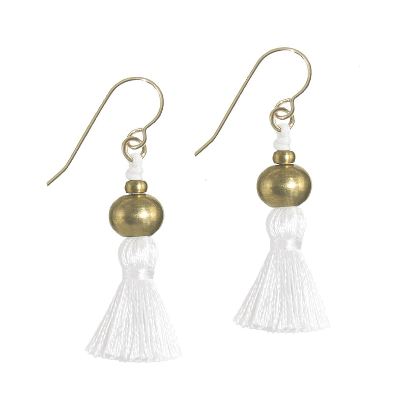Deeta Mini Silk Tassel Earrings | Brass