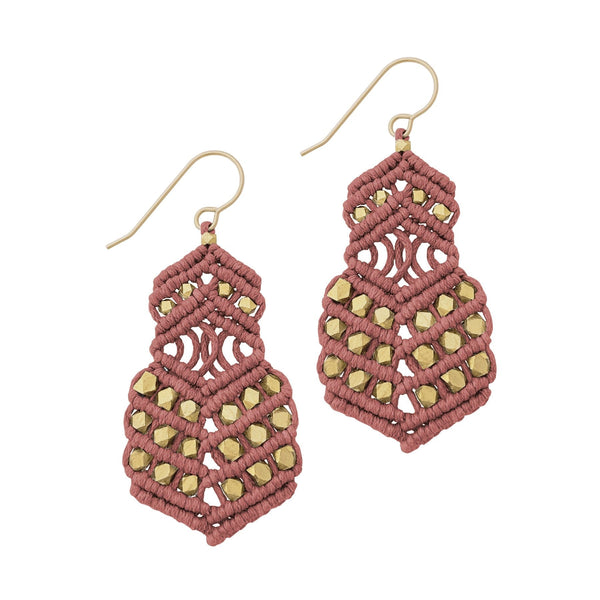 Aditi Brass Drop Earrings | Pomegranate Red