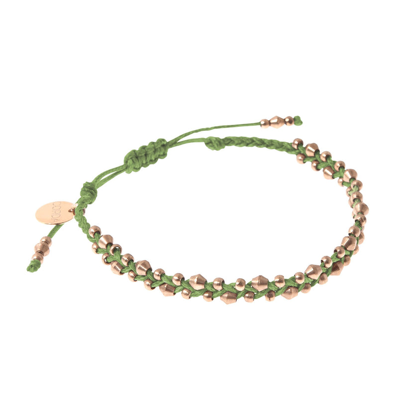 Fern Green & Rose Gold Bracelet. Stellina Luxe Friendship Bracelet by Corda.
