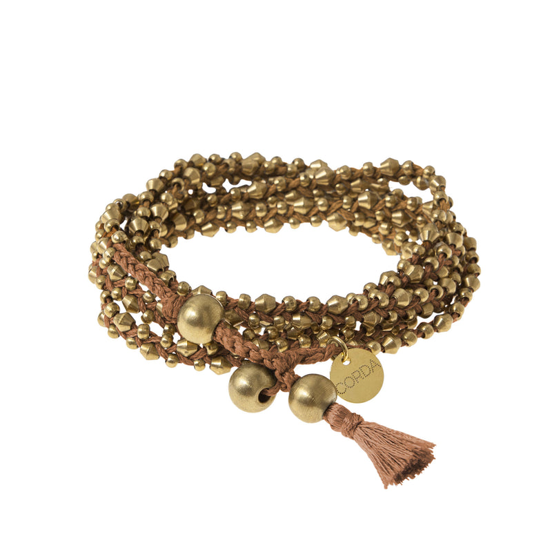 Brass Stellina Wrap Bracelet & Necklace | Warm Colors
