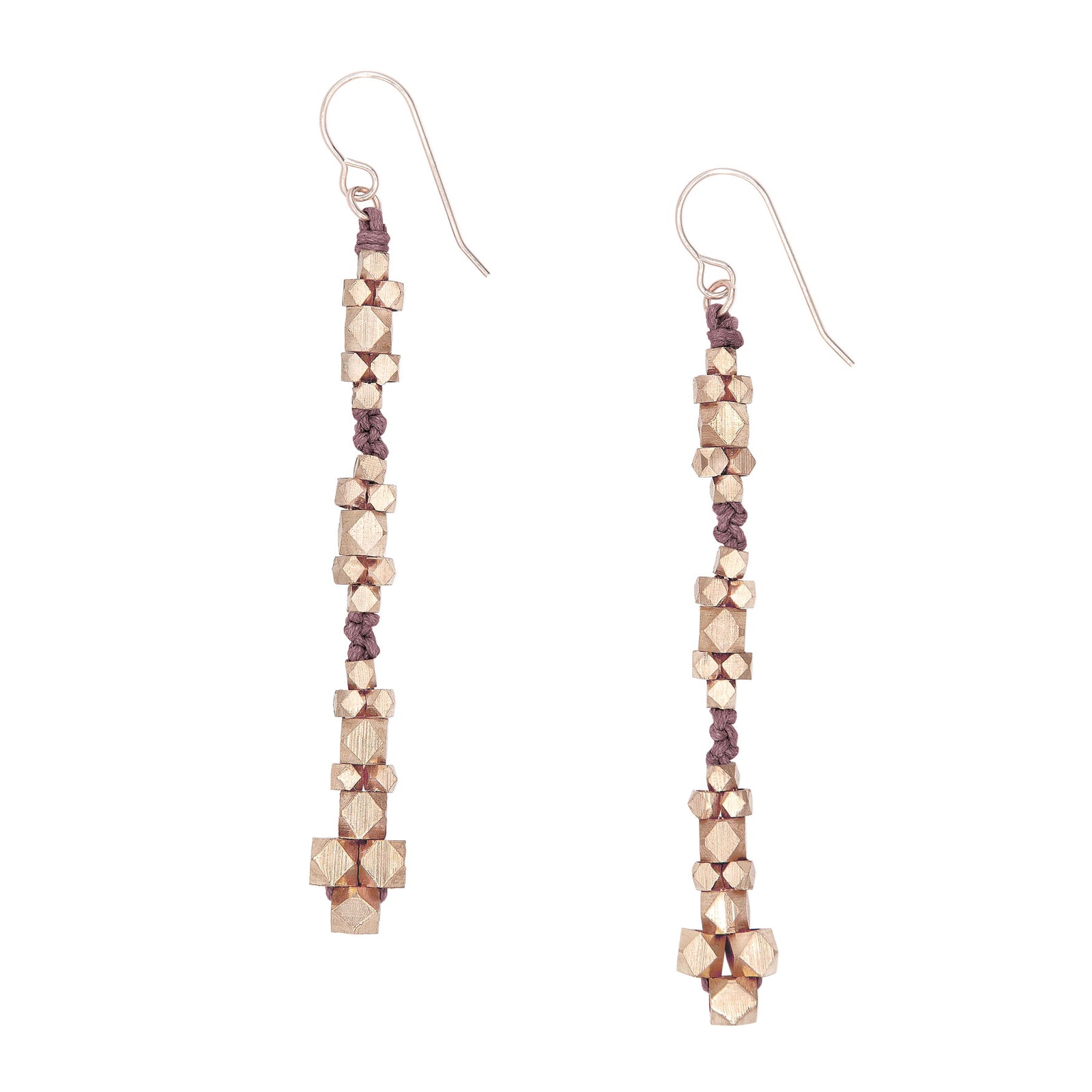 Ariadne Rose Gold Beaded Drop Earrings Black