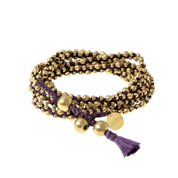 22K Gold Dipped Purple Braided Necklace and Wrap Bracelet. The Stellina Wrap by Corda.