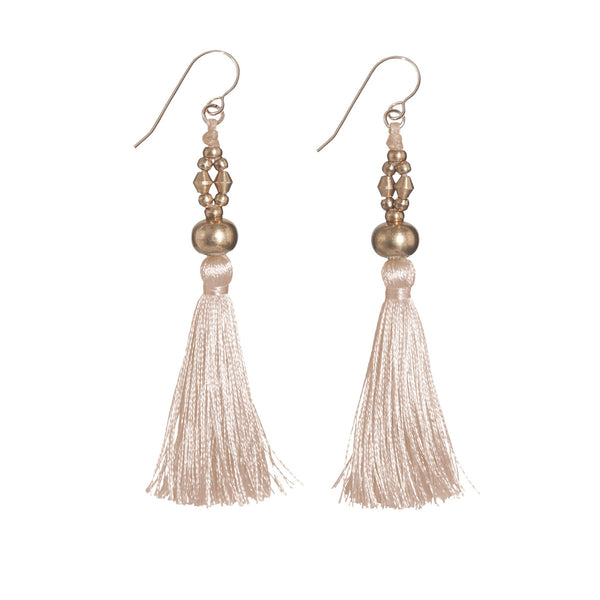 Bhaskari Silk Tassel Earrings | Rose Gold | Pastel Colors