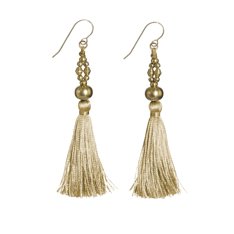 Brass Silk Tassel Earrings | Warm Colors