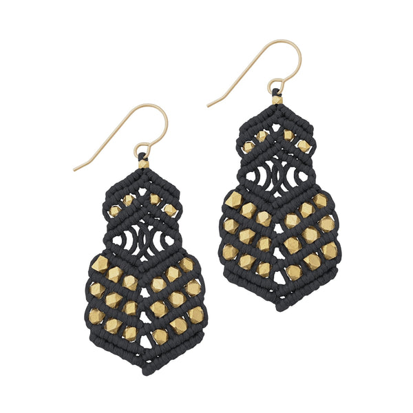 Aditi Brass Drop Earrings | Black