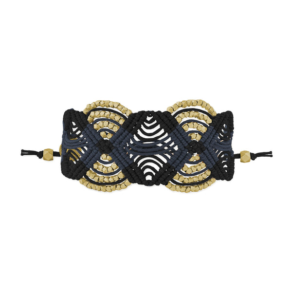 Petite Iris Cuff | Brass Bracelet | Black & Denim
