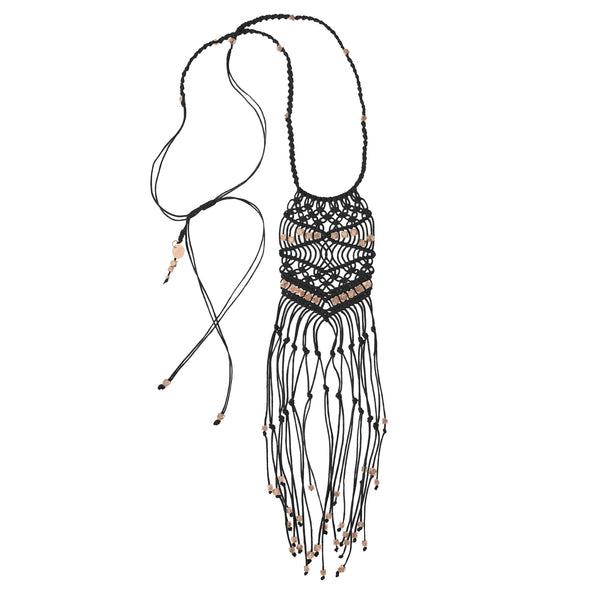 Black cord lobster clasp charm catcher necklace, Jennifer Dahl Designs