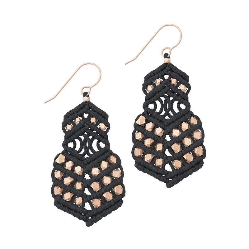 Aditi Rose Gold Drop Earrings | Black