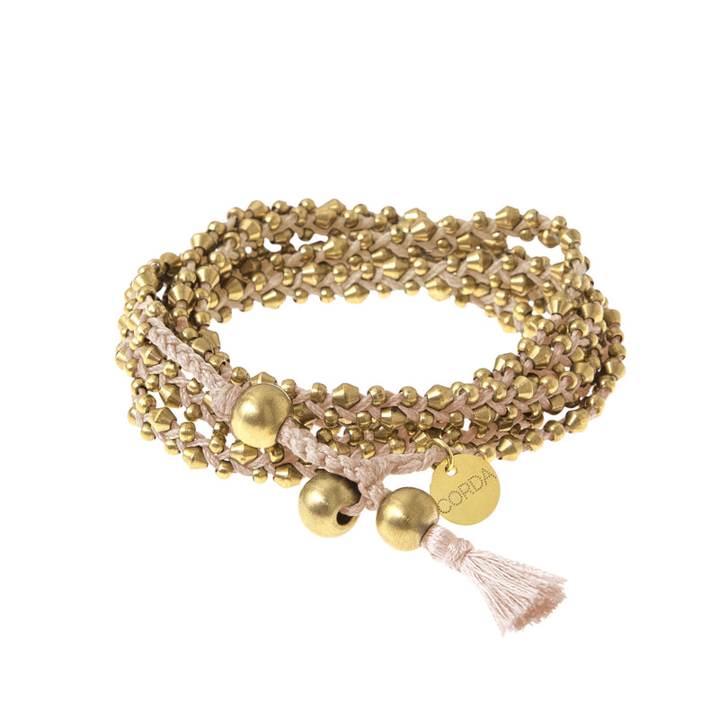 22K Gold Dipped Blush Braided Necklace and Wrap Bracelet. The Stellina Wrap by Corda.