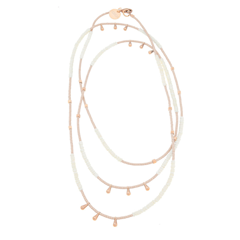 Saoirse Long Beaded Necklace | Blush Peach & Gold