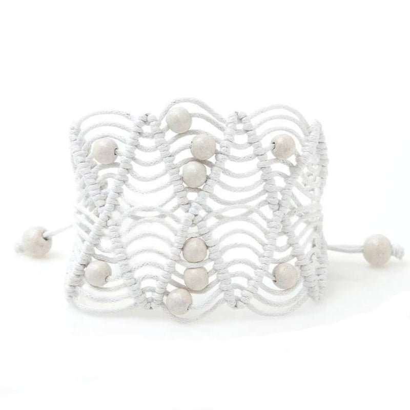 White Beaded Bracelet | Bodicea Goddess Cuff