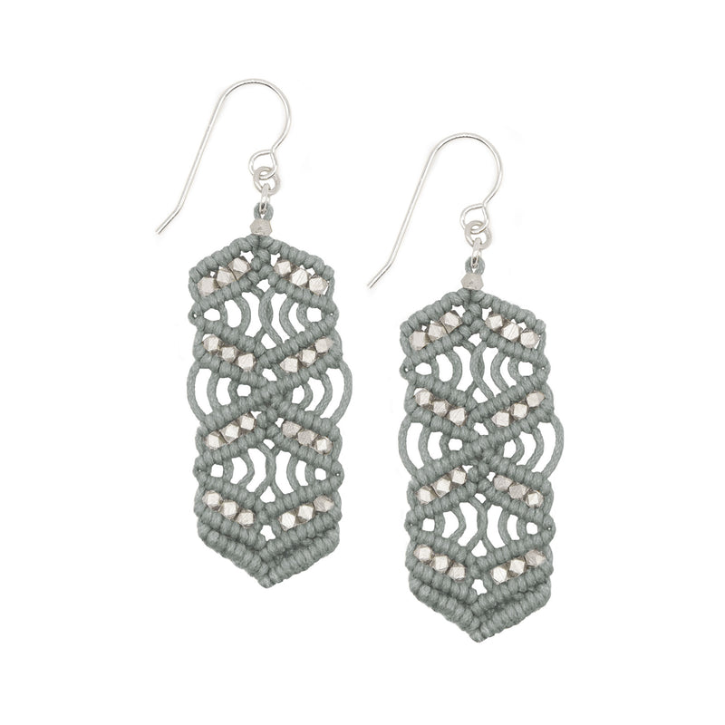Grey and Rose Gold Caireen Macrame Statement Earrings