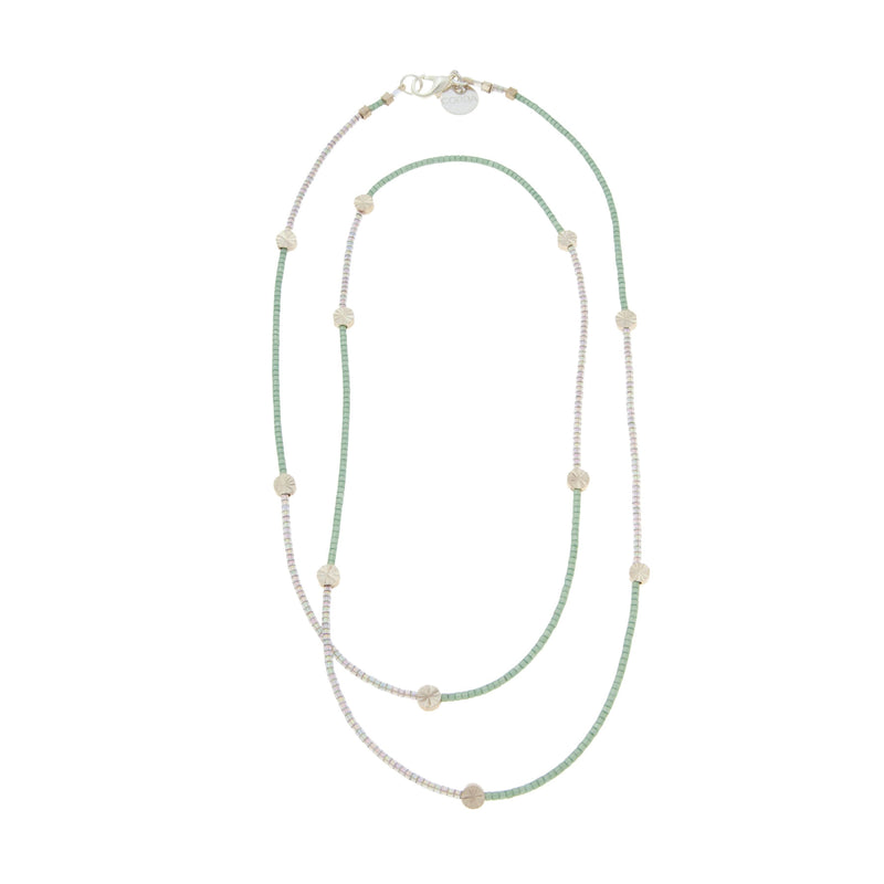 Saoirse Two-Tone Beaded Necklace | Silver & Celadon Green