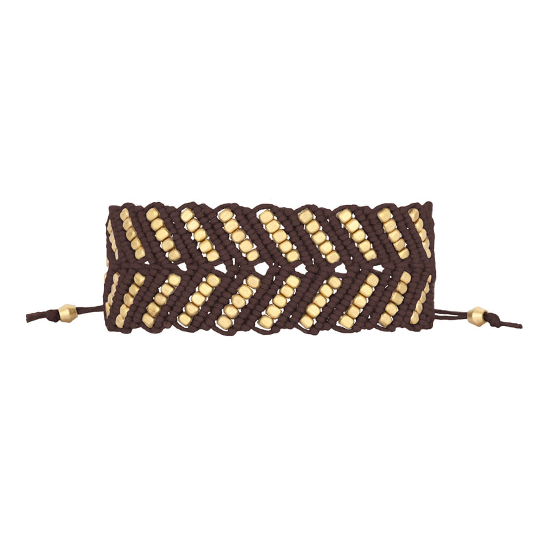 Large Bracelet | Dark Brown Chevron Macrame