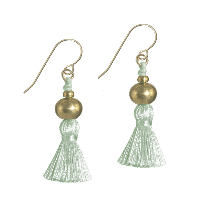 Deeta Mini Silk Tassel Earrings | Brass