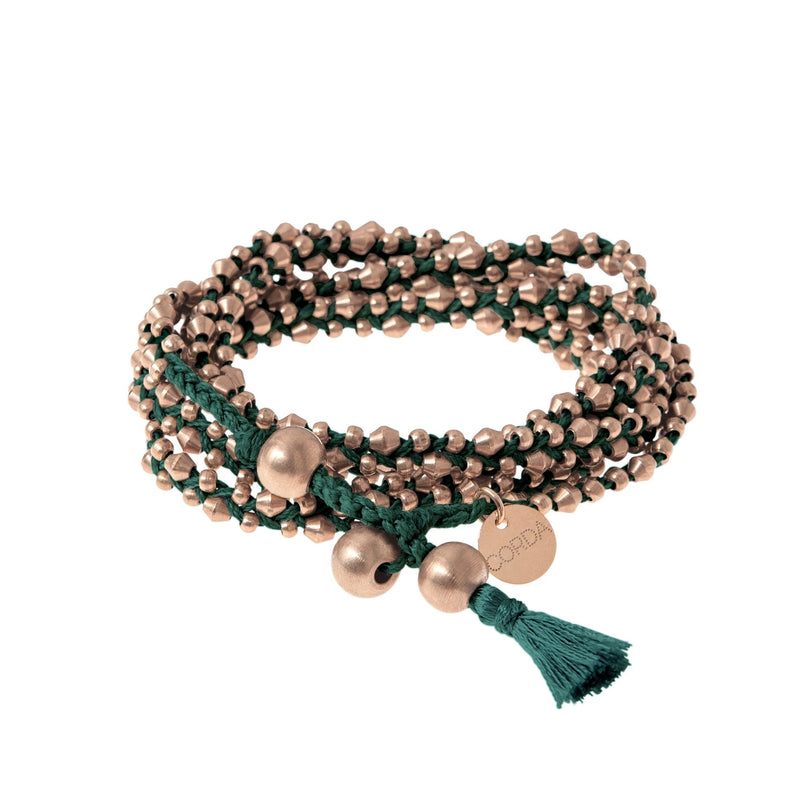 Rose Gold Forest Braided Necklace and Bracelet Wrap. The Stellina Wrap by Corda.