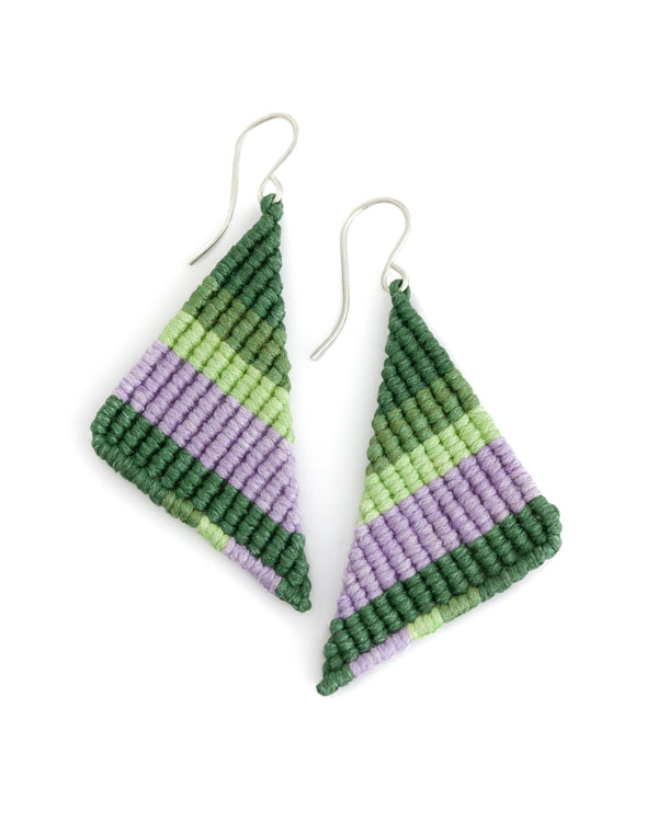 Merolina Drop Earrings |Green & Lavender Stripe