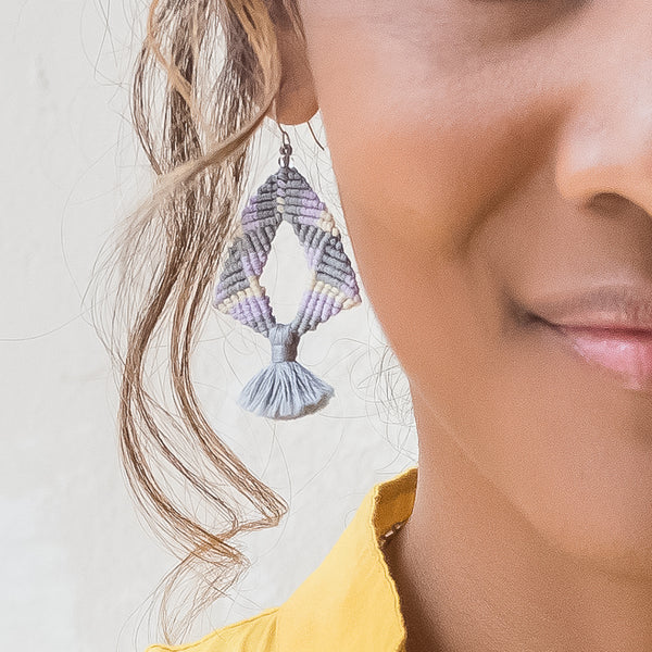 Iris Tassel Drop Earrings | Macrame