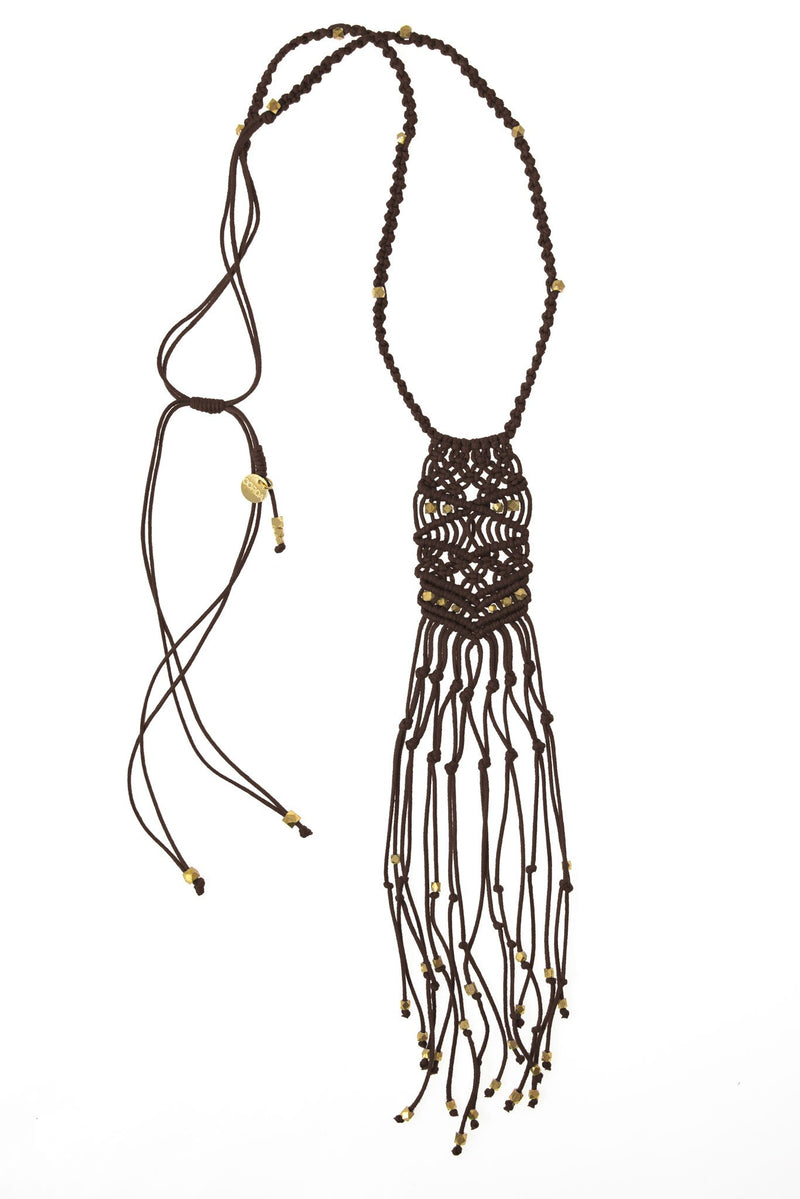 Kalliope Brass Beaded Fringe Necklace
