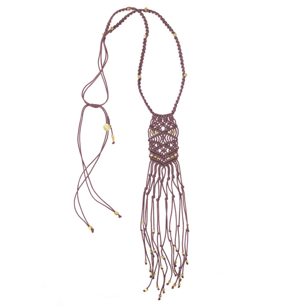 Kalliope Beaded Fringe Necklace | Fig & Gold
