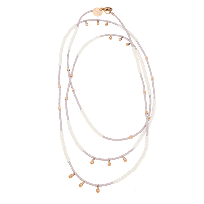 Saoirse Long Beaded Necklace | Violet & Rose Gold