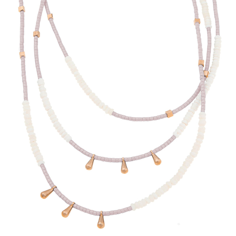 Saoirse Long Beaded Necklace | Violet & Rose Gold