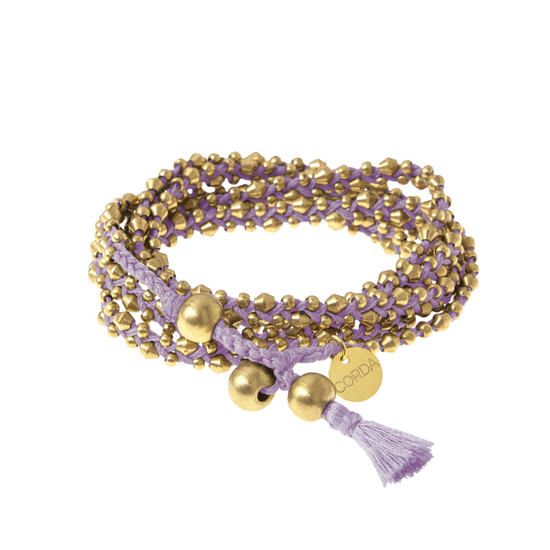 22K Gold Dipped Lavender Braided Necklace and Wrap Bracelet. The Stellina Wrap by Corda.