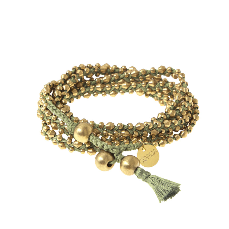 22K Gold Dipped Olive Braided Necklace and Wrap Bracelet. The Stellina Wrap by Corda.