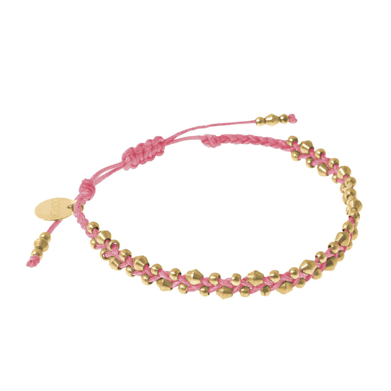 Bright Pink & Brass Bracelet. Stellina Luxe Friendship Bracelet by Corda.