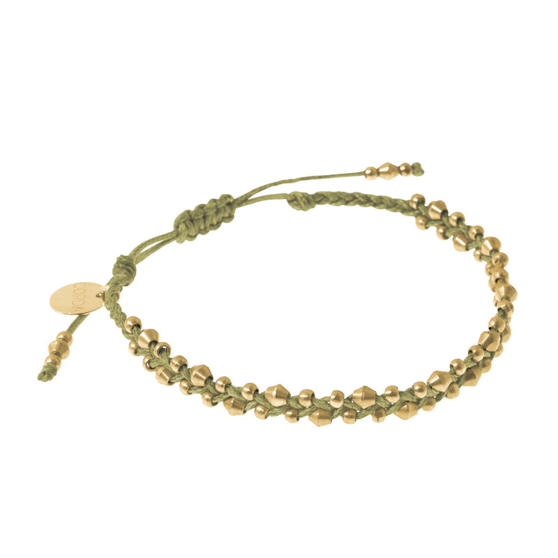 Stellina Luxe Friendship Bracelet in Ochre with Brass beads.