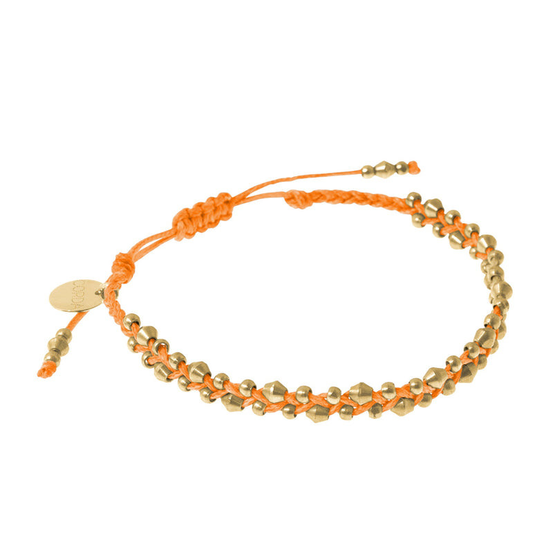 Orange & Brass Bracelet. Stellina Luxe Friendship Bracelet by Corda.
