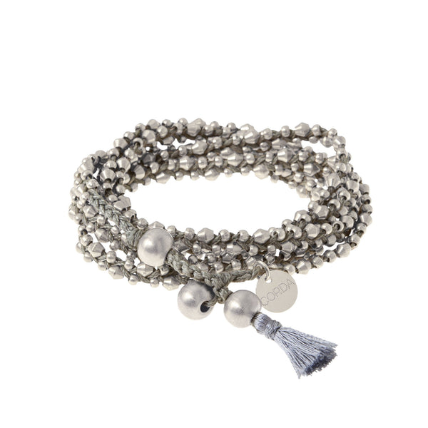 Silver Stellina Wrap Bracelet & Necklace | Neutral Colors