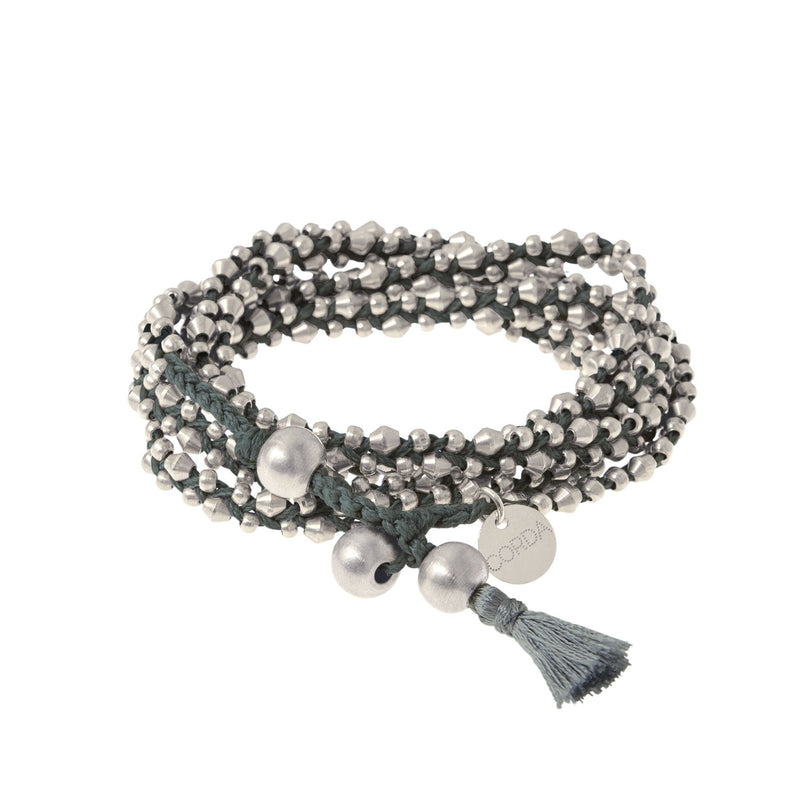 Silver Stellina Wrap Bracelet & Necklace | Neutral Colors