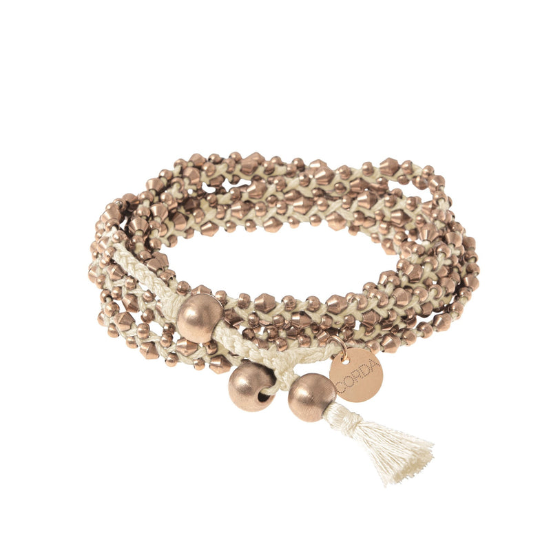 Rose Gold Natural Braided Necklace and Bracelet Wrap. The Stellina Wrap by Corda.