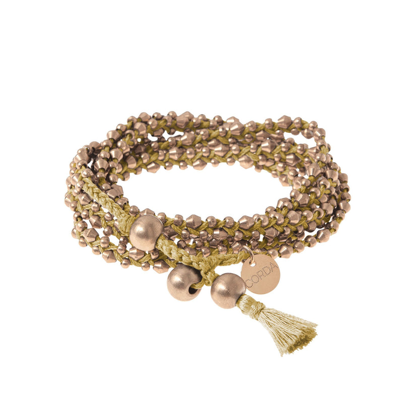 Rose Gold Ochre Braided Necklace and Bracelet Wrap. The Stellina Wrap by Corda.