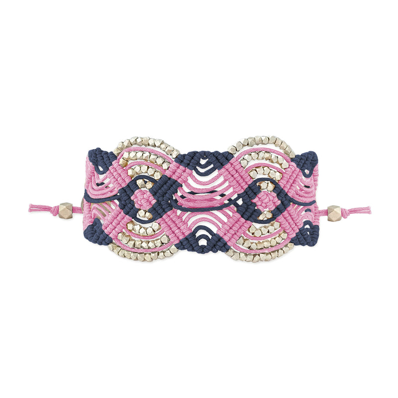 Petite Iris Cuff | Silver Bracelet | Denim & Pink