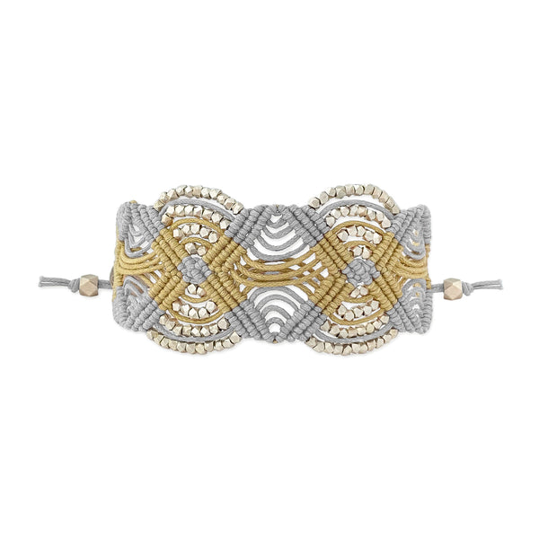 Petite Iris Cuff | Silver Bracelet | Grey & Ochre